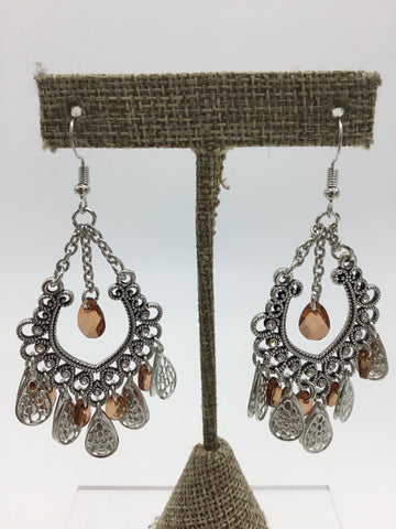 paparazzi Silver Earrings with Brown Stones