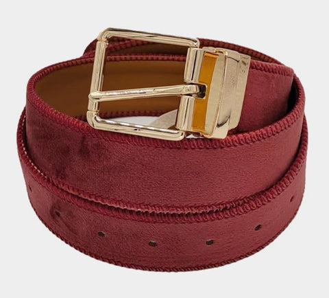 Burgundy Solid Faux Suede Belt