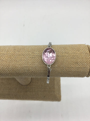 Silver Bracelet with Pink Stone