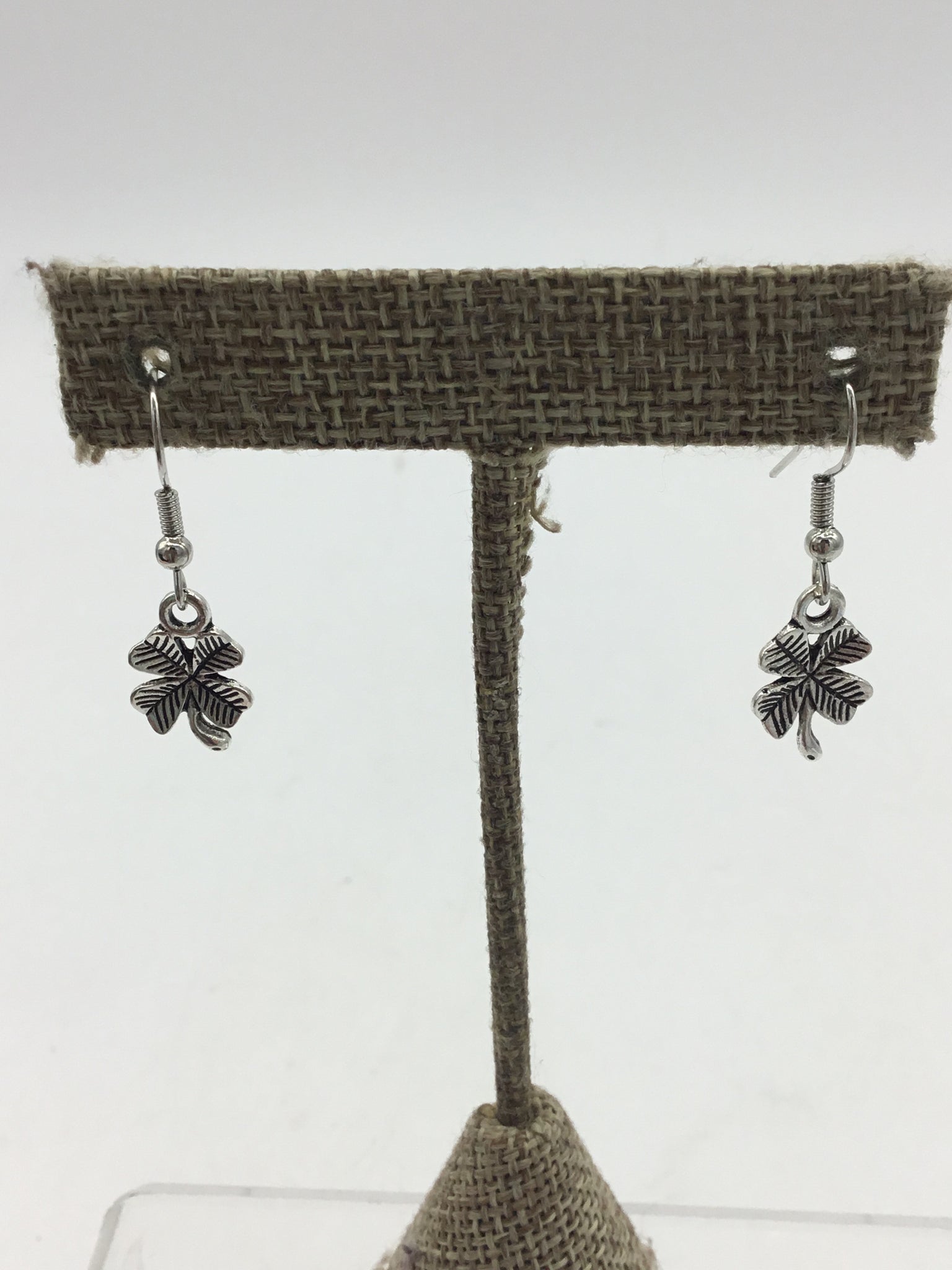 Silver 4 Leaf Clover Shaped Earrings