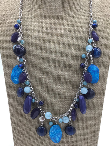 Catherines Silver Necklace with Blue Stones