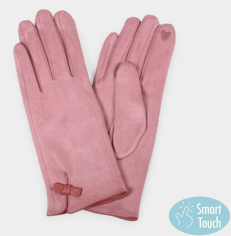 Pink Ribbon Pointed Touch Smart Gloves - One Size