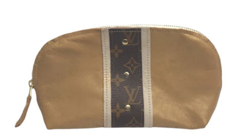 UPCYCLED  Louis Vuitton Bronze Leather Cosmetic Pouch