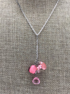 Silver Necklace with Pink Beads