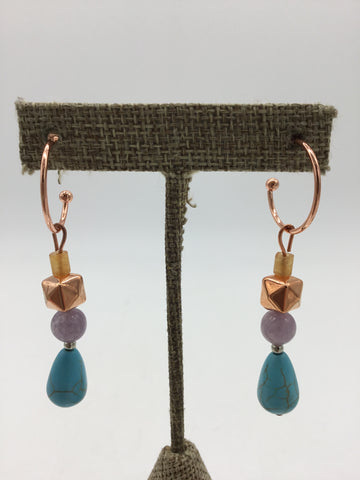 paparazzi Gold Earrings with Turquoise Stone