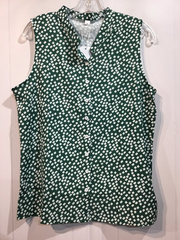 Made With Love Size L/12-14 Green & White Tops