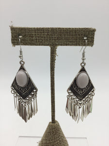 paparazzi Silver Earrings with White Stone