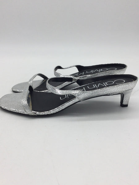 Calvin Klein Size 8.5 Silver Sandals