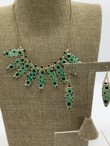 Green Necklace & Earrings