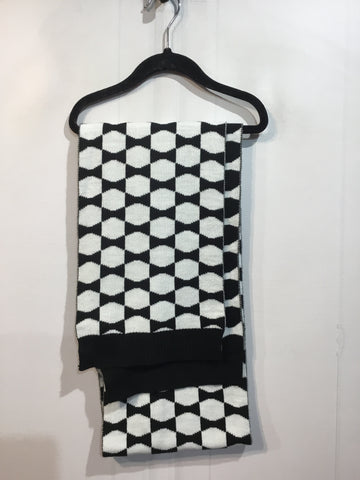 kate spade Black Knit Scarf with White Design