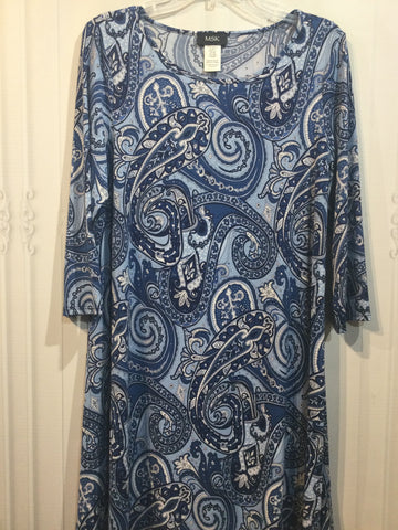 MSk Size L/12-14 Navy/Baby Blue/White Dress