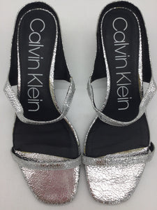 Calvin Klein Size 8.5 Silver Sandals