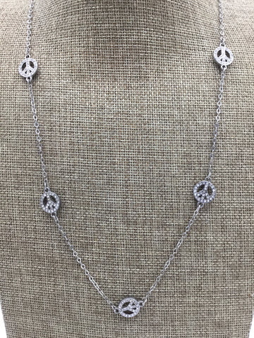 Express Silver Necklace with Peace Symbols