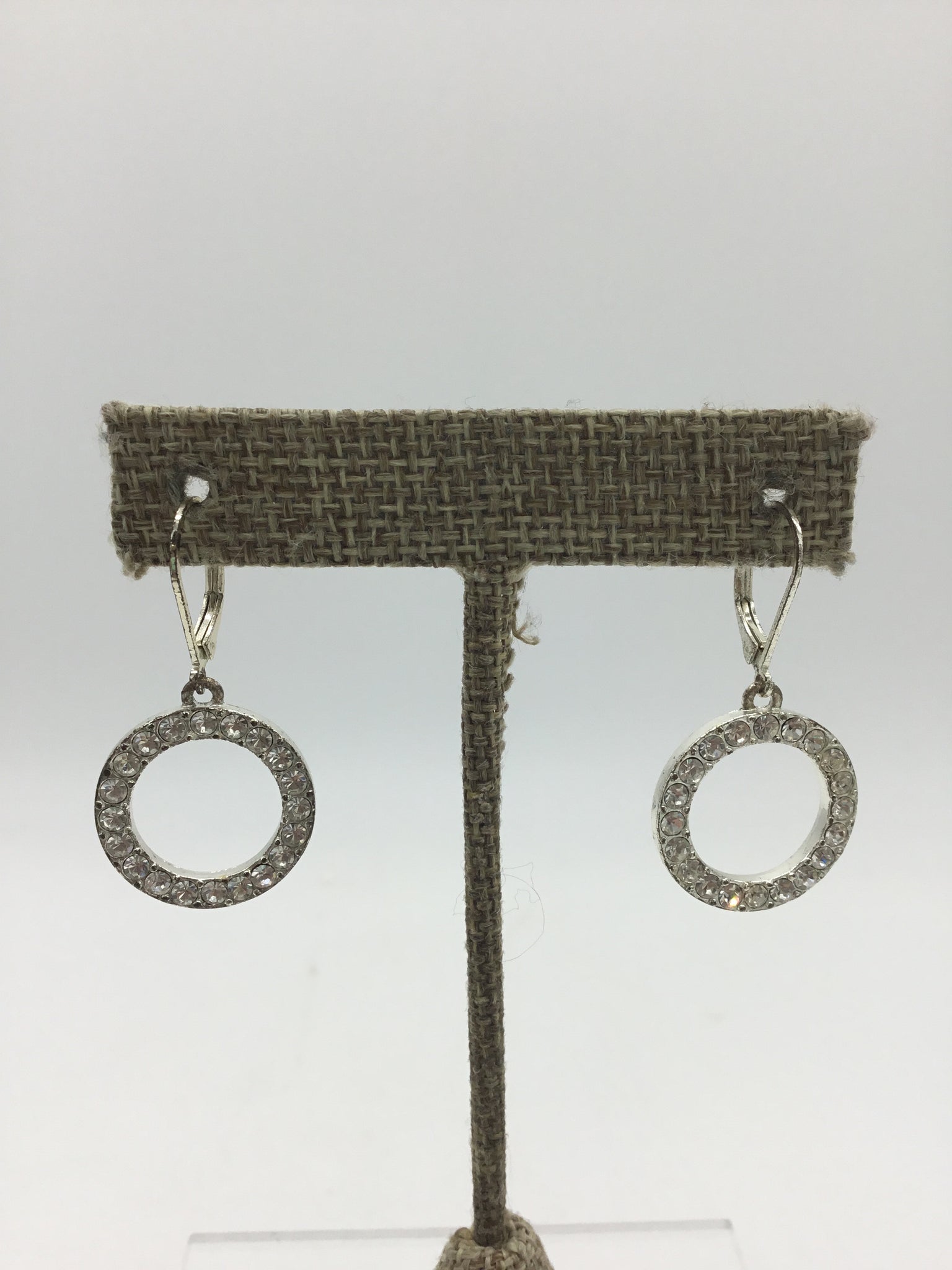 Silver Circle Earrings with Clear Stones