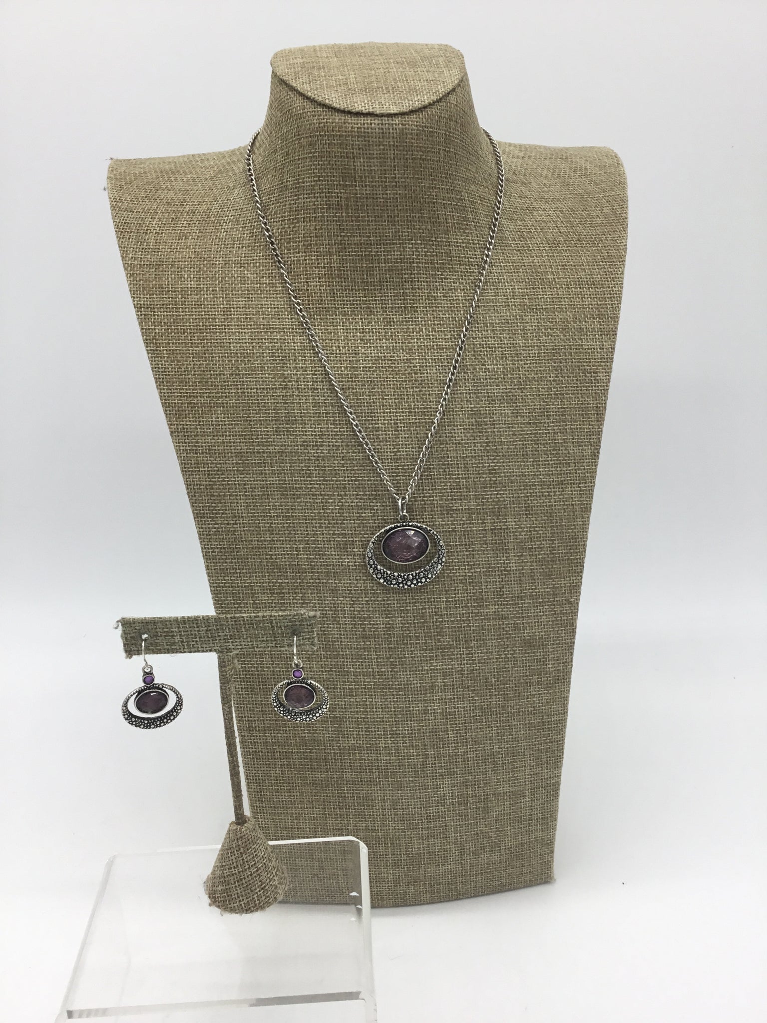 Purple Necklace & Earrings