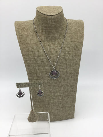 Purple Necklace & Earrings