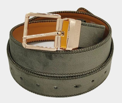 Olive Green Solid Faux Suede Belt