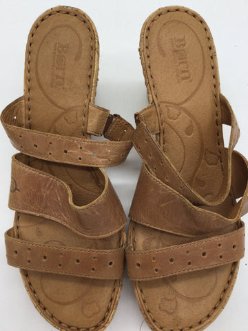 BORN Size 8 Tan & Cork Sandals