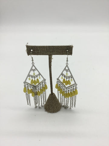 paparazzi Silver Chandelier Earrings with Yellow Beads