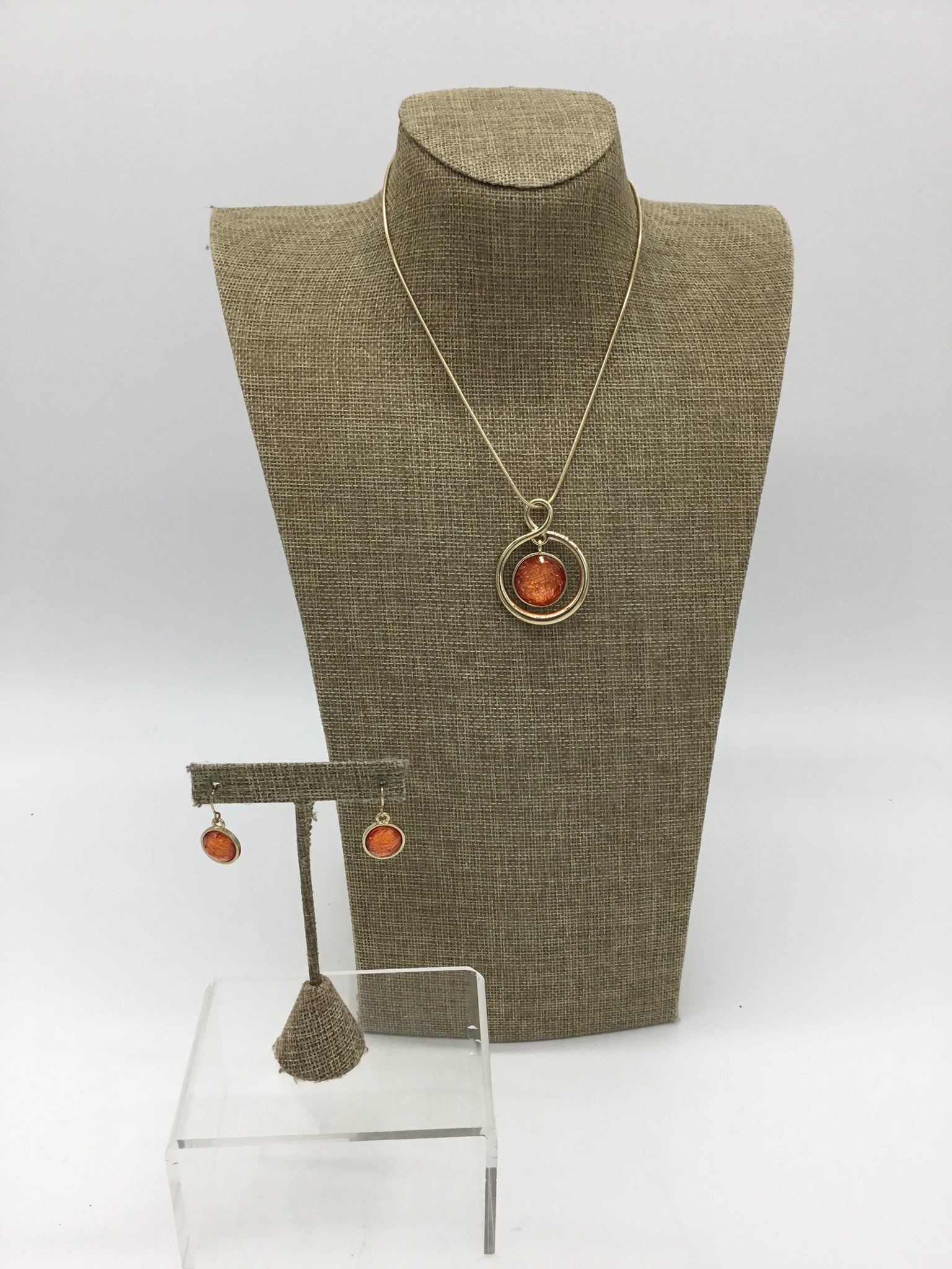 Orange Necklace & Earrings