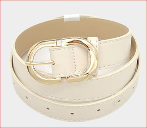 Neutral Solid Faux Leather Belt