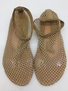 Size 9 Beige NWOB Sandals with Gem Mesh