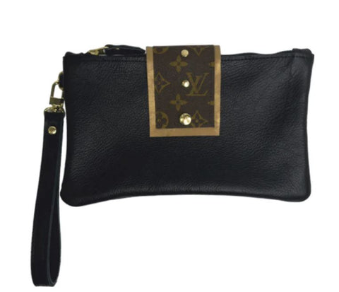 UPCYCLED  Louis Vuitton Black Leather Wristlet