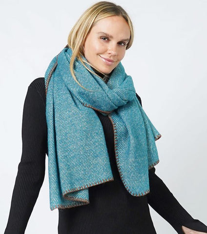 Teal Lurex Woven Oblong Scarf/Shawl