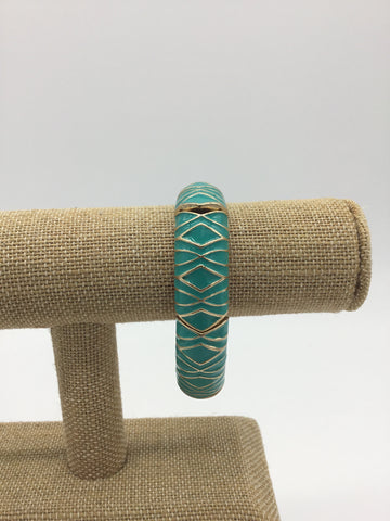 Gold Bracelet with Green Design