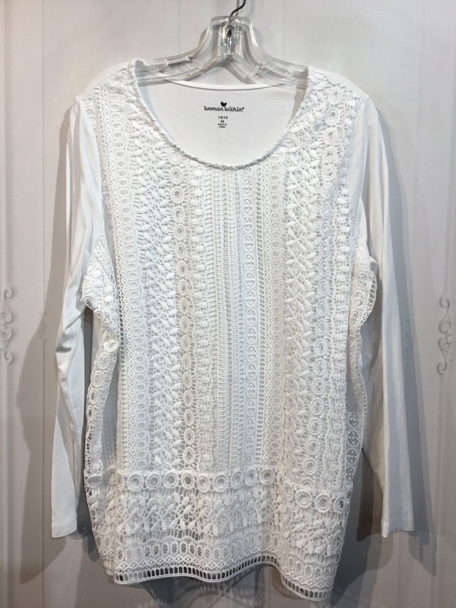 Woman Within Size L/14 White Tops