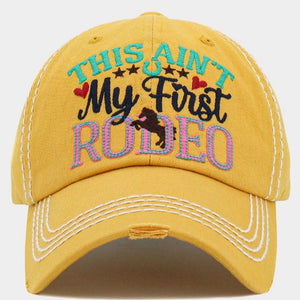 "THIS AIN'T My First RODEO"   Message Vintage Baseball Cap - Yellow